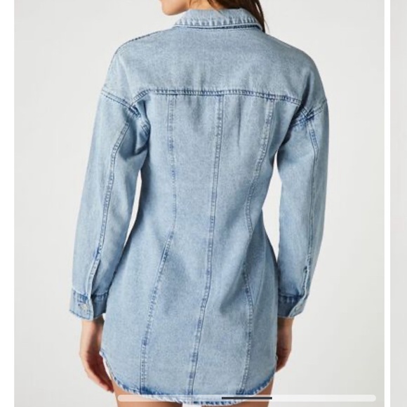 Sold Out NWT Forever 21 Denim Button-Front Mini Dress L & XL - Picture 4 of 5